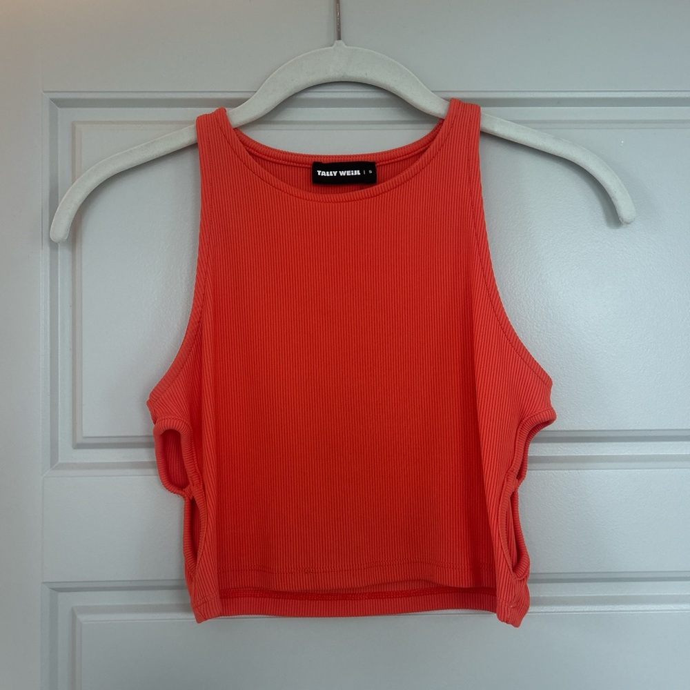 Orange tank top with cut outs